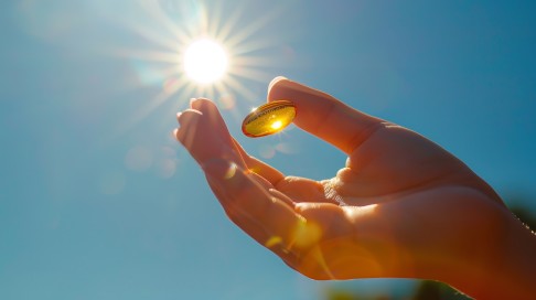 Ob durch Sonnenstrahlen in der Haut gebildet oder mittels Vitaminpräparat eingenommen: Vitamin D ist für Knochen und Zähne unentbehrlich. © Our Scrapbook, Adobe Das Sonnenvitamin D wird oft in Weichkapseln verabreicht